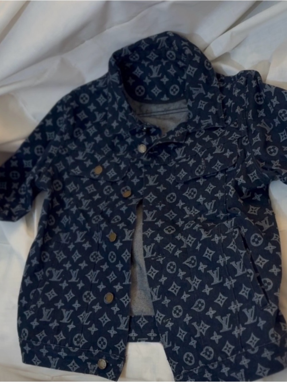 Louis Vuitton Navy Monogram Denim Jacket for Kids